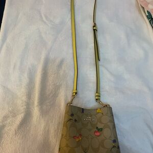 Coach Tan Crossbody Bag with Yellow Accents